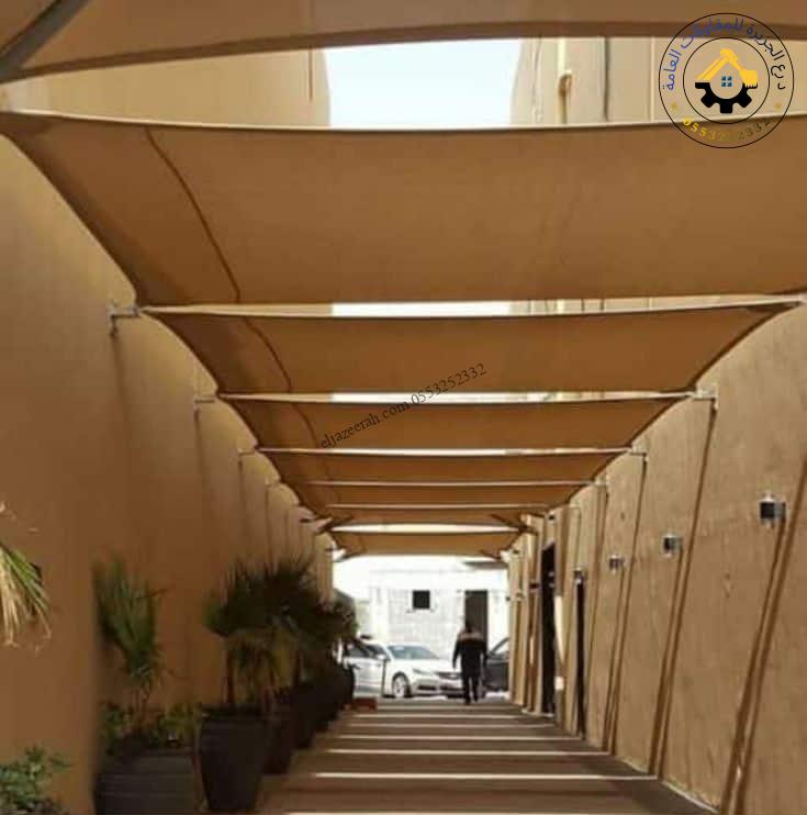 مظلات شد انشائي بجدة مزايا تركيب مظلات شد إنشائي
